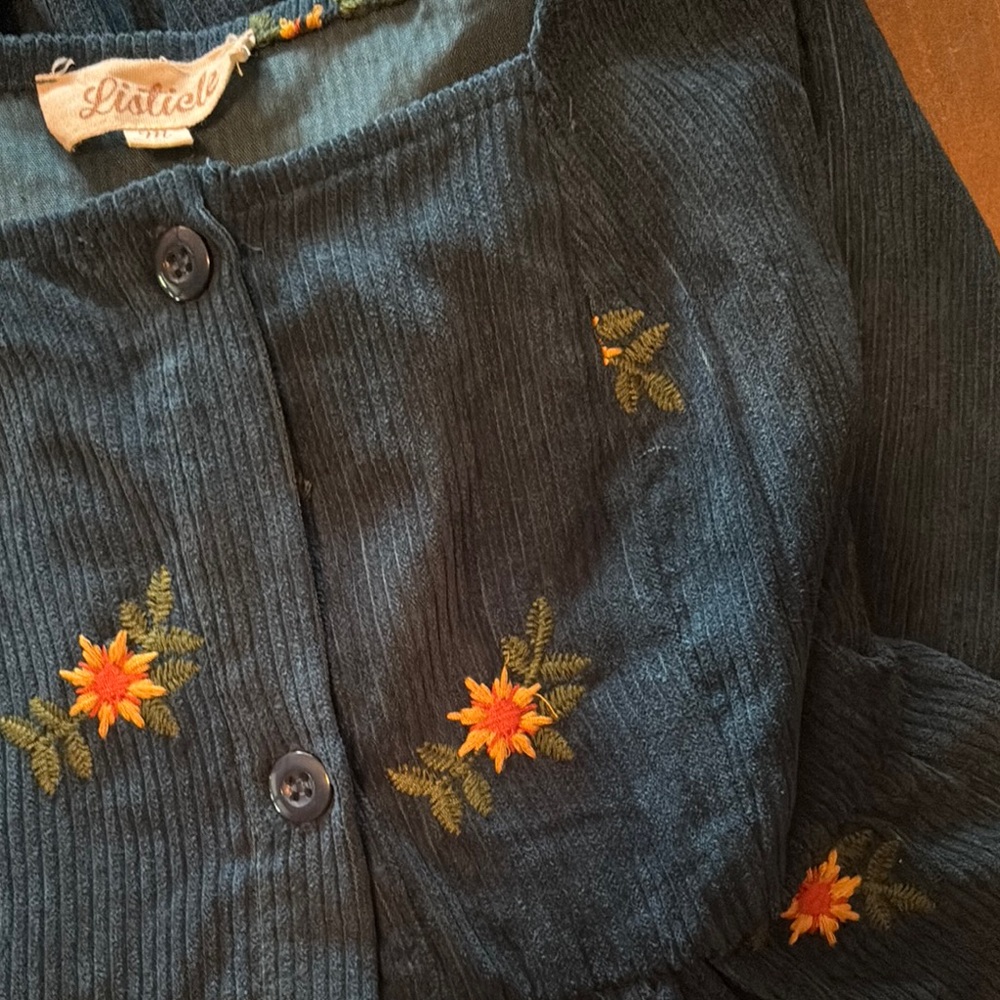 Listicle Blue Midi Sundress with Bishop Sleeves - Picture 4 of 5